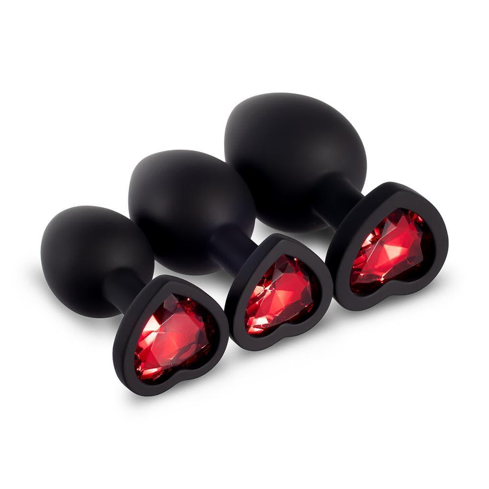 Zestaw zatyczek analnych Red Gem Black Silicone