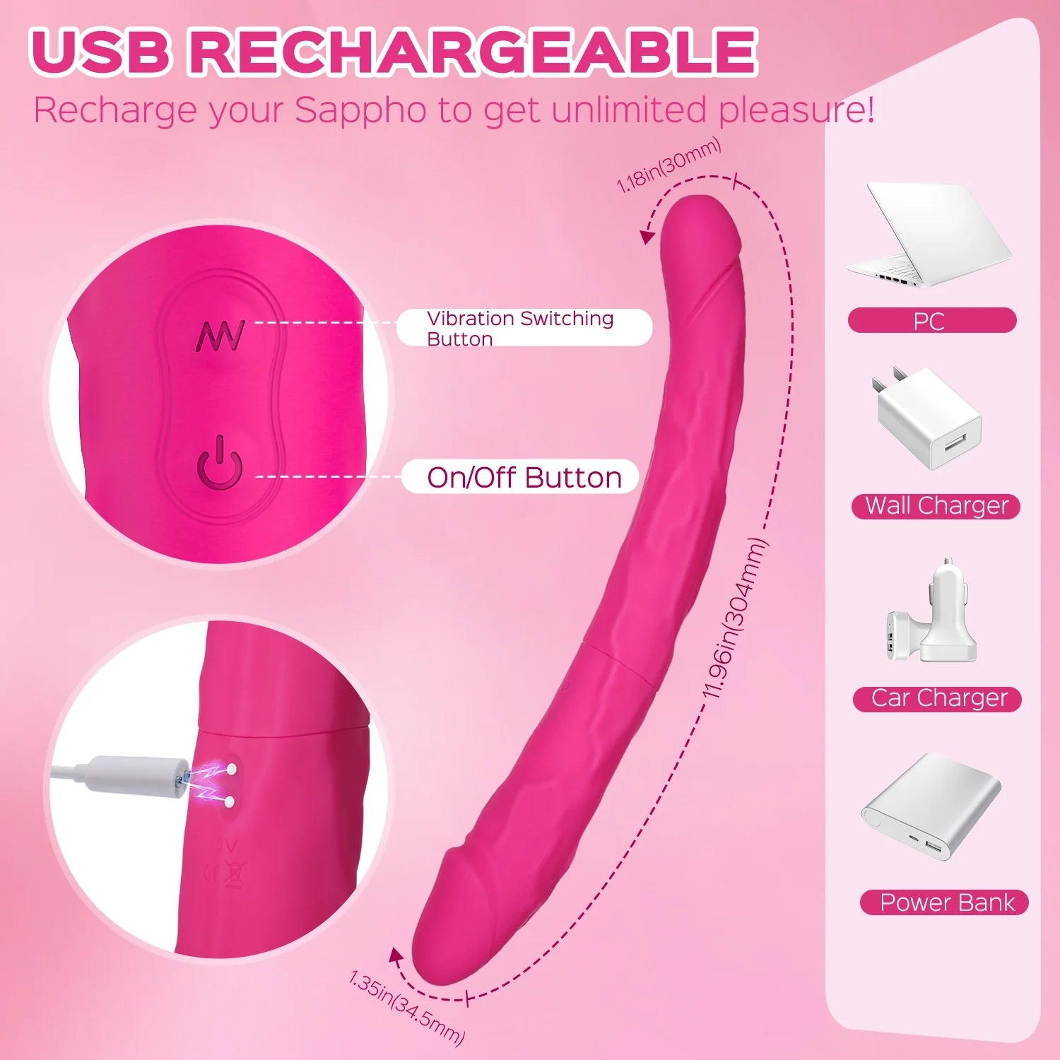 Double-Ended 12-inch Vibrating Dildo